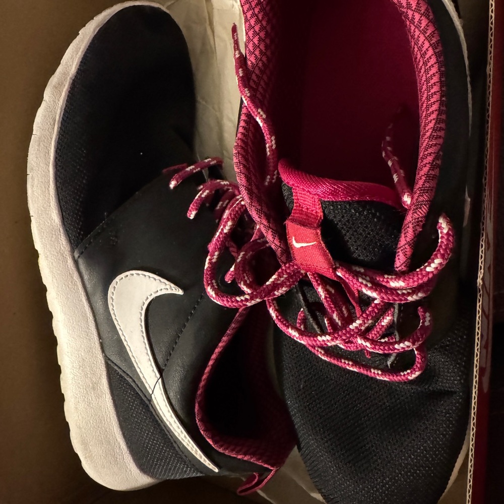 Nike Kids Black and Pink Roshe One Sneakers